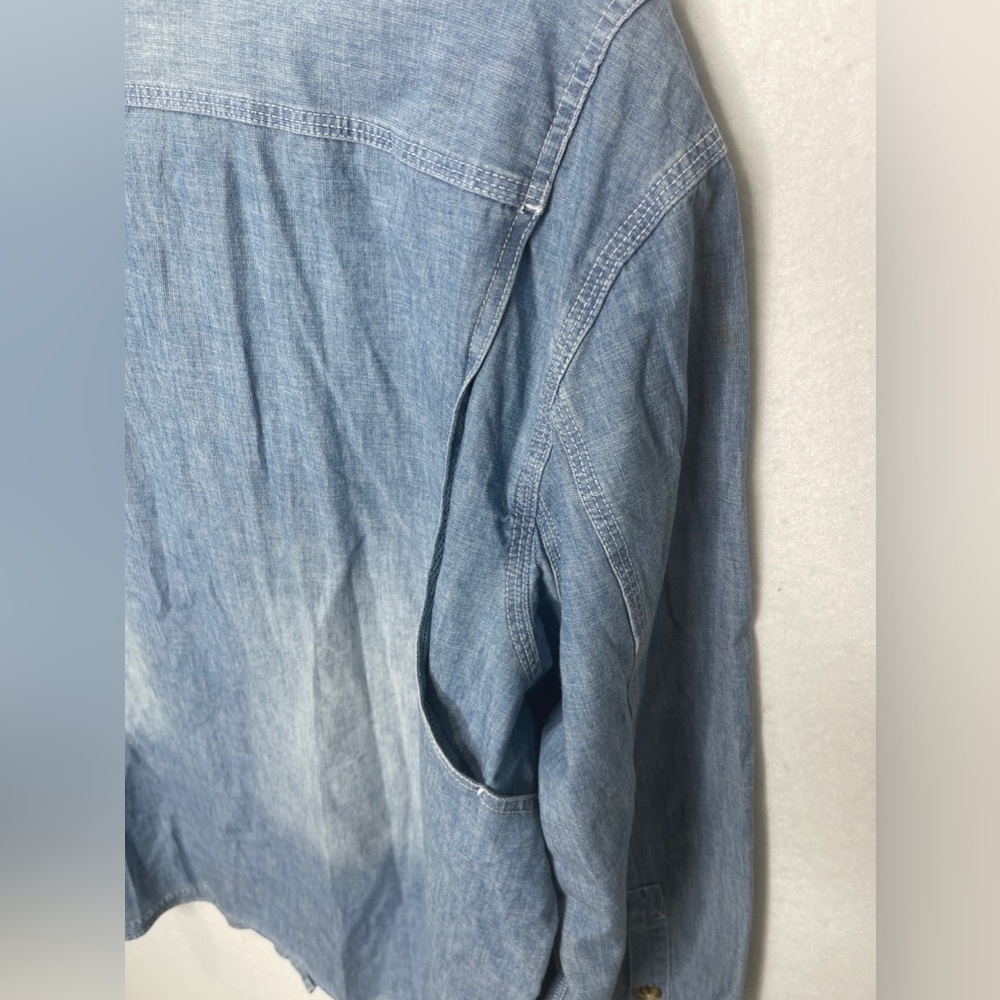 Duluth Trading Co Mens Untucked Chambray Button Front Long Sleeve Work Shirt 2XL - Picture 10 of 11